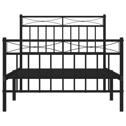 vidaXL Bettgestell mit Kopf- und Fußteil Metall Schwarz 100x190 cm
