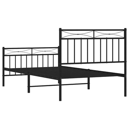 vidaXL Bettgestell mit Kopf- und Fußteil Metall Schwarz 100x190 cm