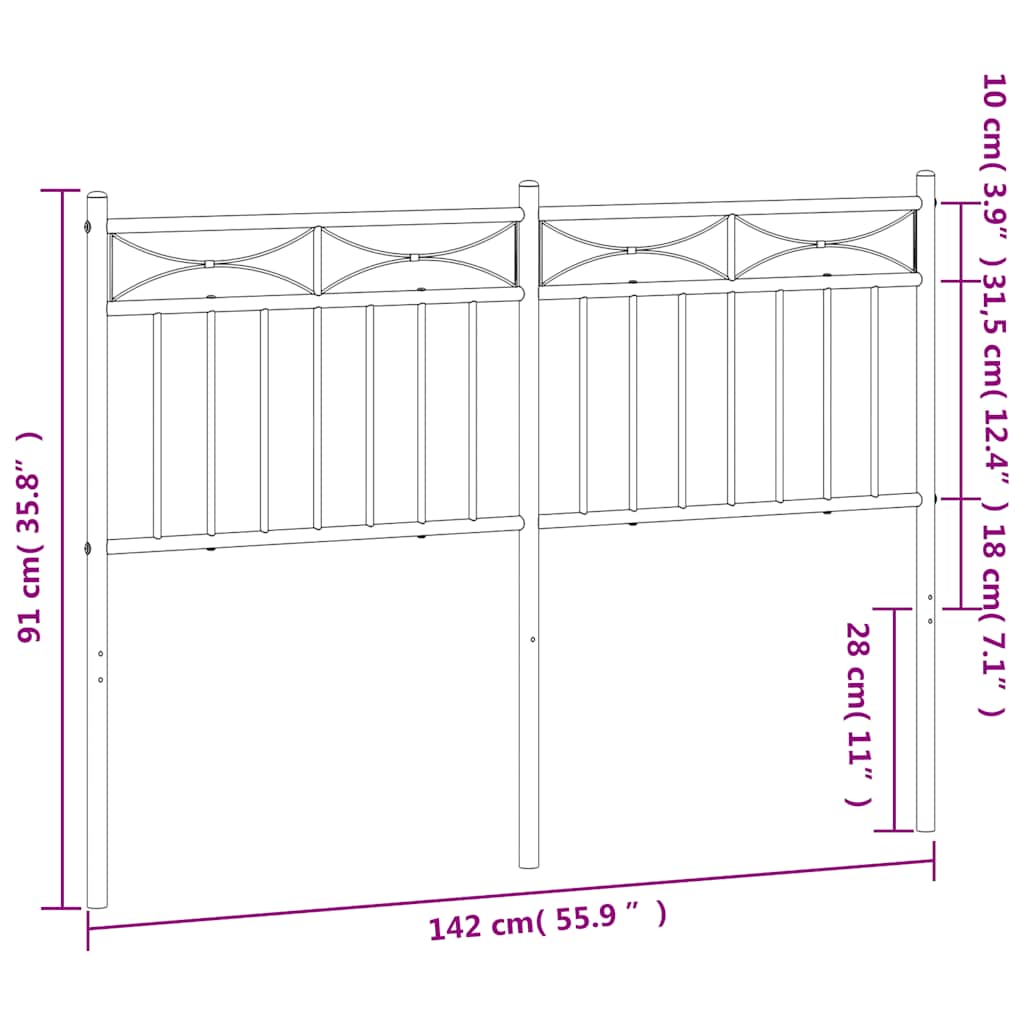 vidaXL Ersatz-Kopfteil Metall Schwarz 135 cm