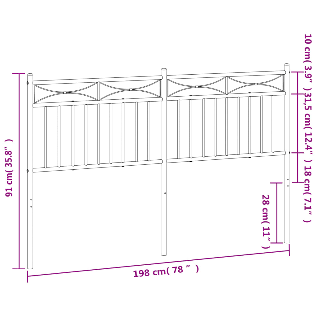 vidaXL Ersatz-Kopfteil Metall Schwarz 193 cm