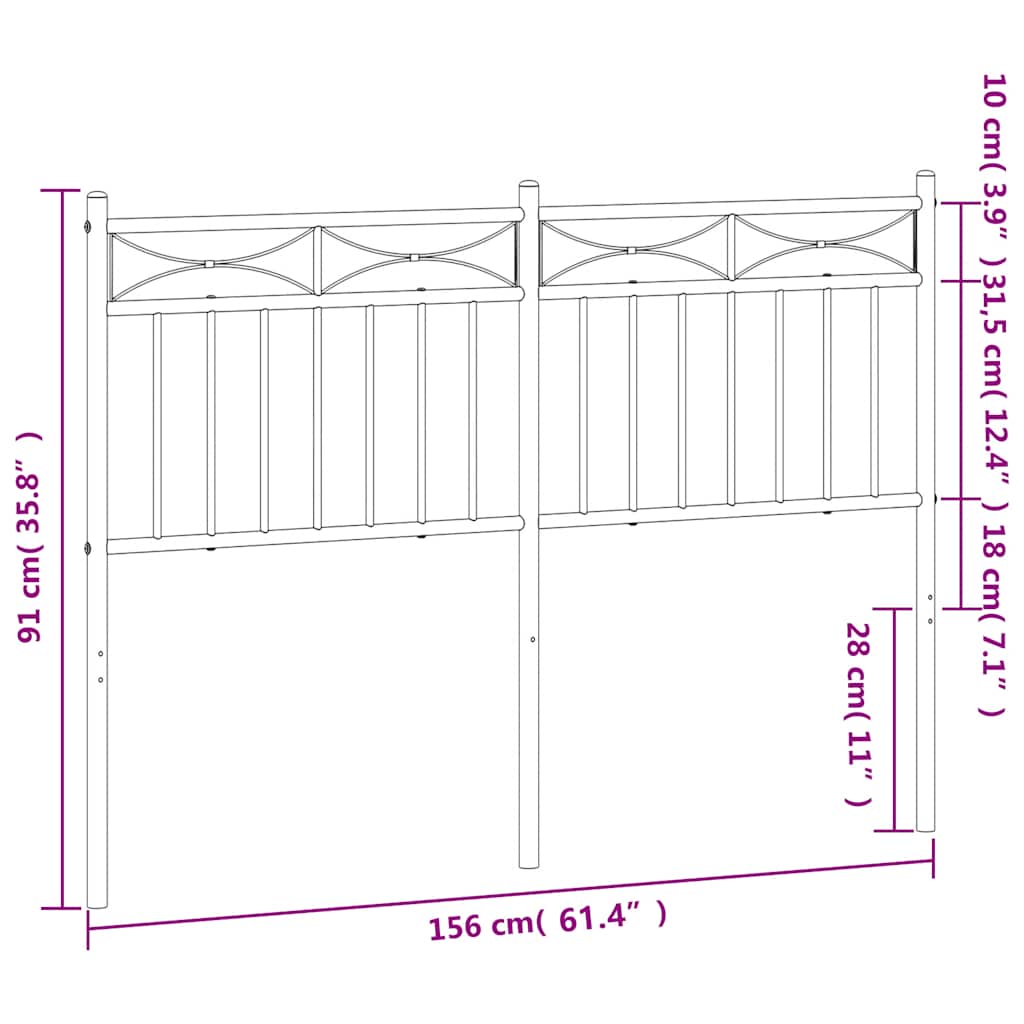 vidaXL Ersatz-Kopfteil Metall Weiß 150 cm