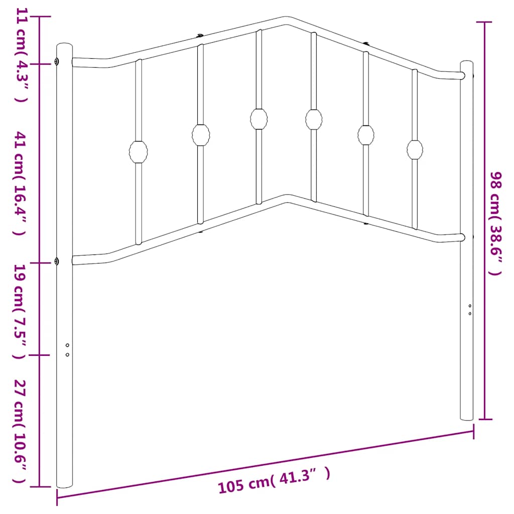 vidaXL Ersatz-Kopfteil Metall Schwarz 100 cm