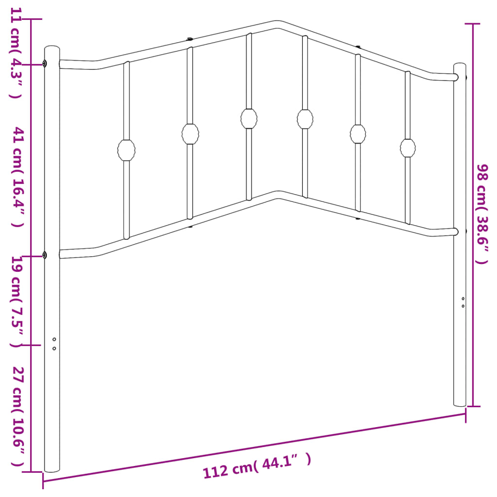 vidaXL Ersatz-Kopfteil Metall Schwarz 107 cm
