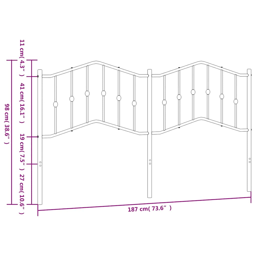 vidaXL Ersatz-Kopfteil Metall Schwarz 180 cm