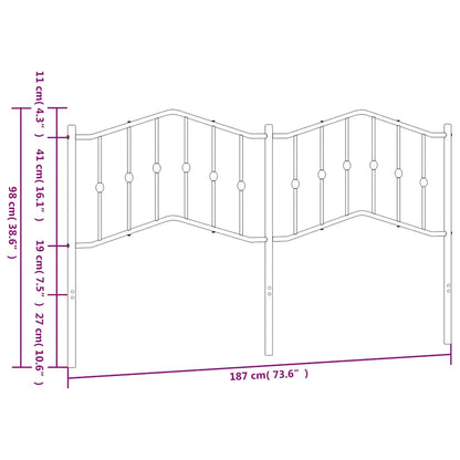 vidaXL Ersatz-Kopfteil Metall Schwarz 180 cm