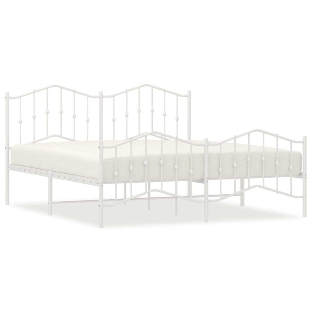 vidaXL Cadre de lit avec tête et pied de lit Métal Blanc 160x200 cm