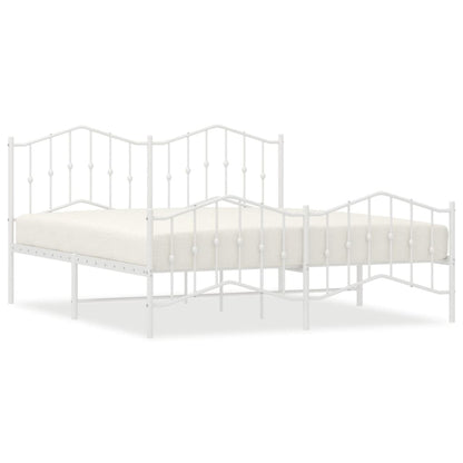 vidaXL Cadre de lit avec tête et pied de lit Métal Blanc 160x200 cm