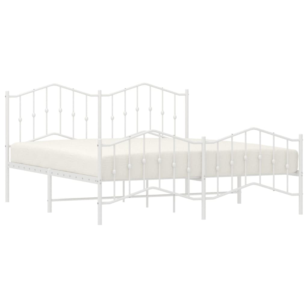 vidaXL Cadre de lit avec tête et pied de lit Métal Blanc 160x200 cm