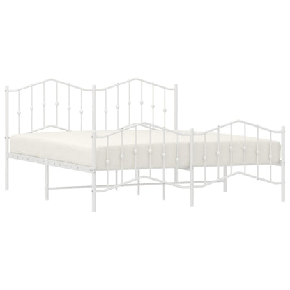 vidaXL Cadre de lit avec tête et pied de lit Métal Blanc 160x200 cm