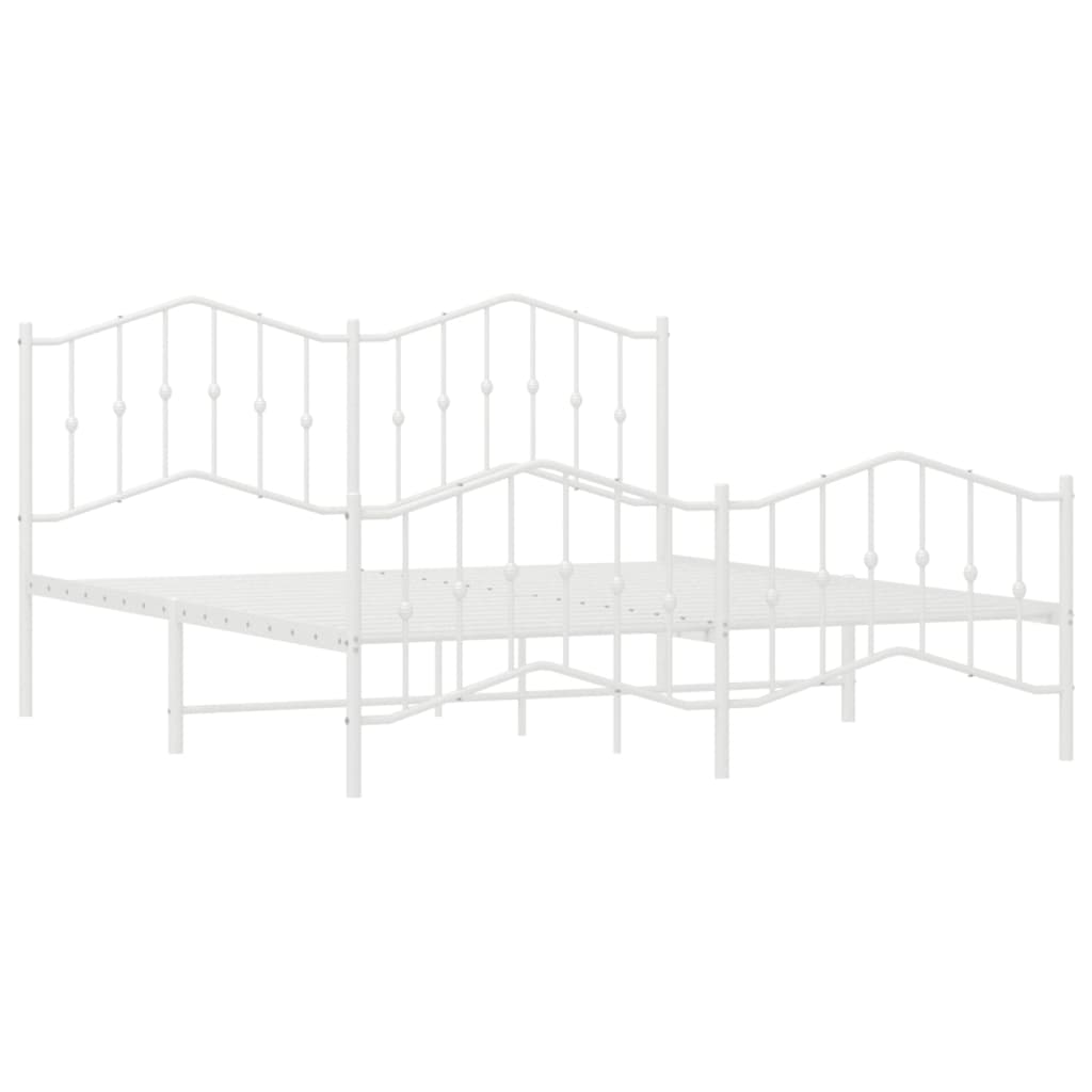 vidaXL Cadre de lit avec tête et pied de lit Métal Blanc 160x200 cm