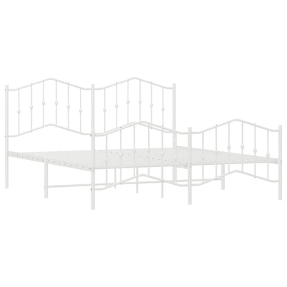vidaXL Cadre de lit avec tête et pied de lit Métal Blanc 160x200 cm