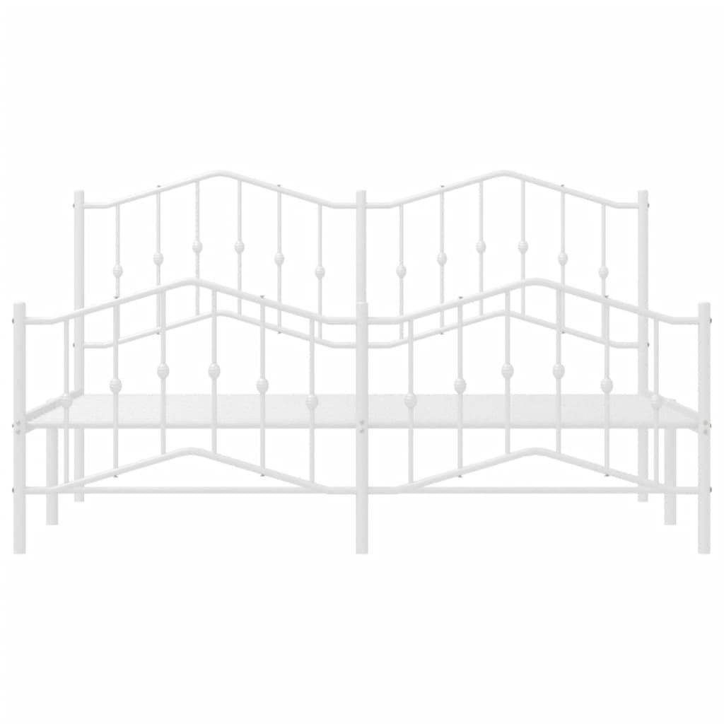 vidaXL Cadre de lit avec tête et pied de lit Métal Blanc 160x200 cm