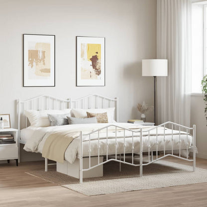 vidaXL Cadre de lit avec tête et pied de lit Métal Blanc 160x200 cm