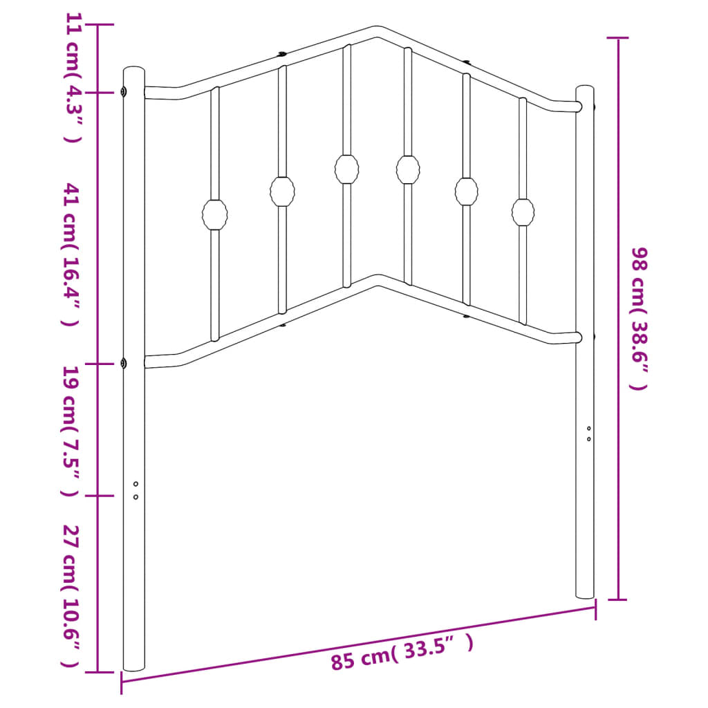 vidaXL Kopfteil Metall Weiß 80 cm