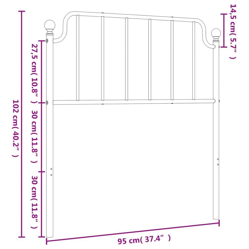 vidaXL Ersatz-Kopfteil Metall Schwarz 90 cm