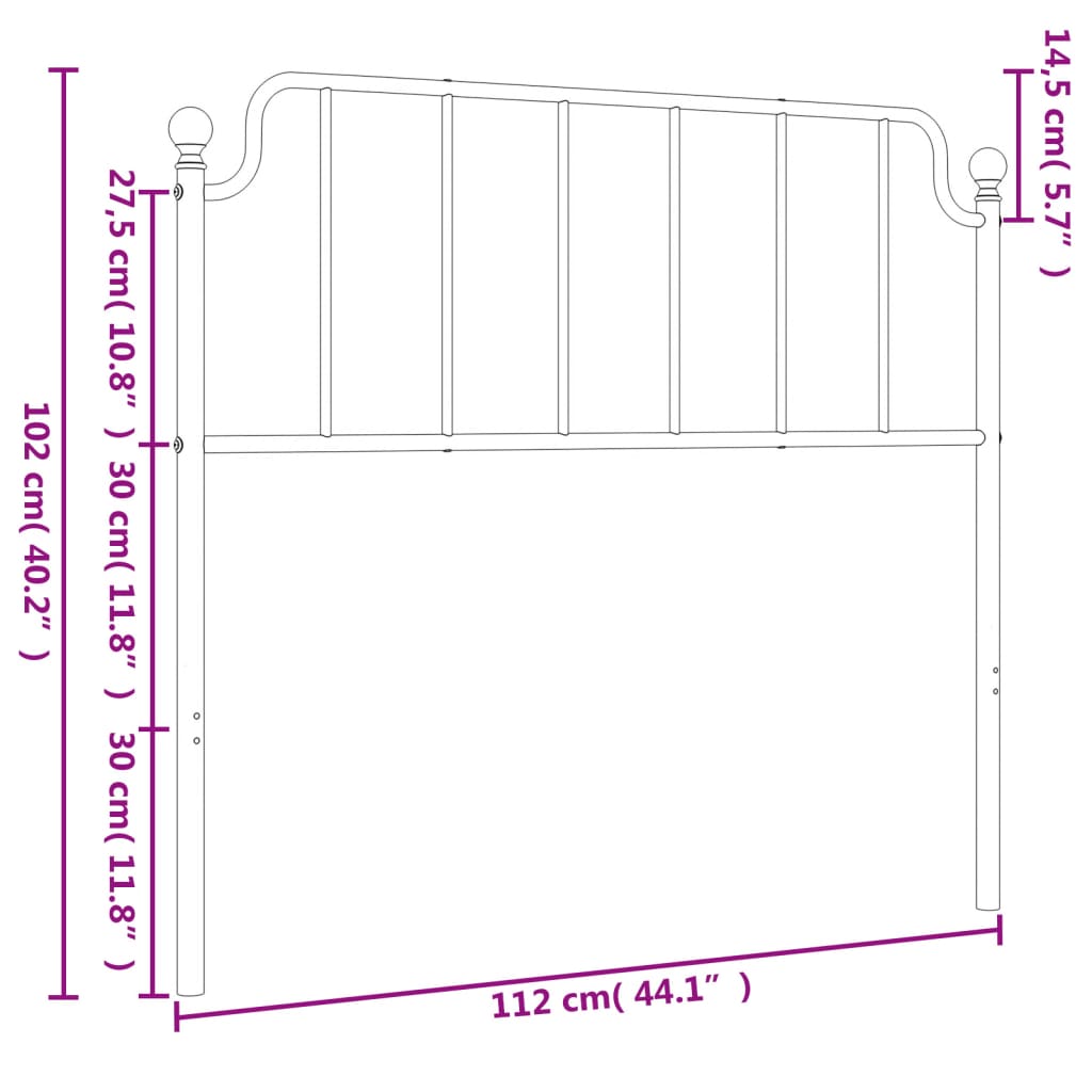 vidaXL Ersatz-Kopfteil Metall Schwarz 107 cm