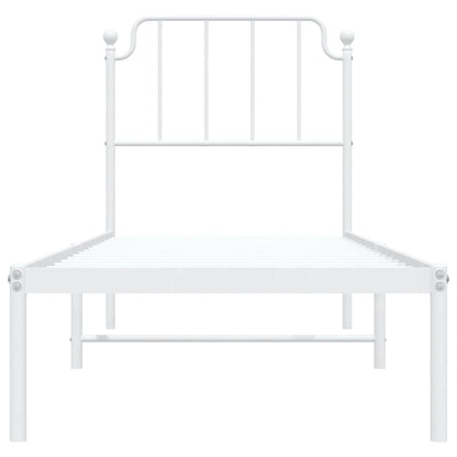 vidaXL Metallbett ohne Matratze mit Kopfteil Weiß 75x190 cm