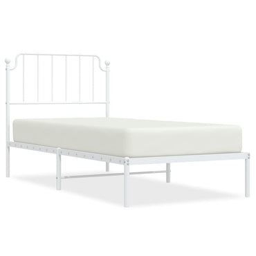 vidaXL Bettgestell mit Kopfteil Metall Weiß 90x190 cm