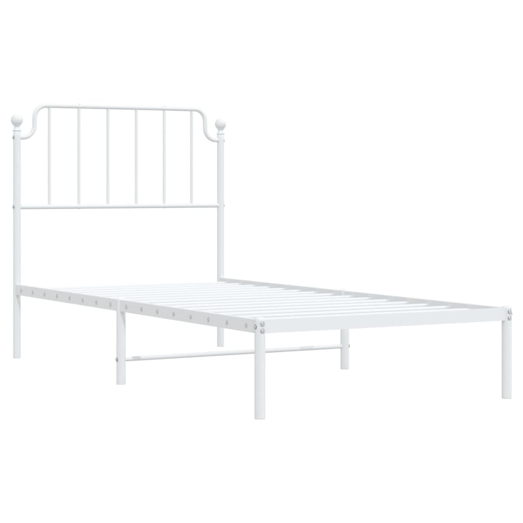 vidaXL Bettgestell mit Kopfteil Metall Weiß 90x190 cm