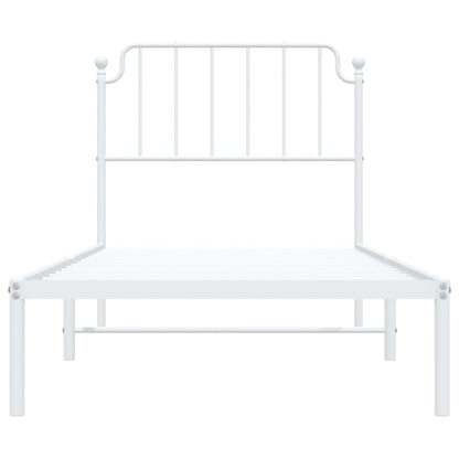 vidaXL Bettgestell mit Kopfteil Metall Weiß 90x190 cm