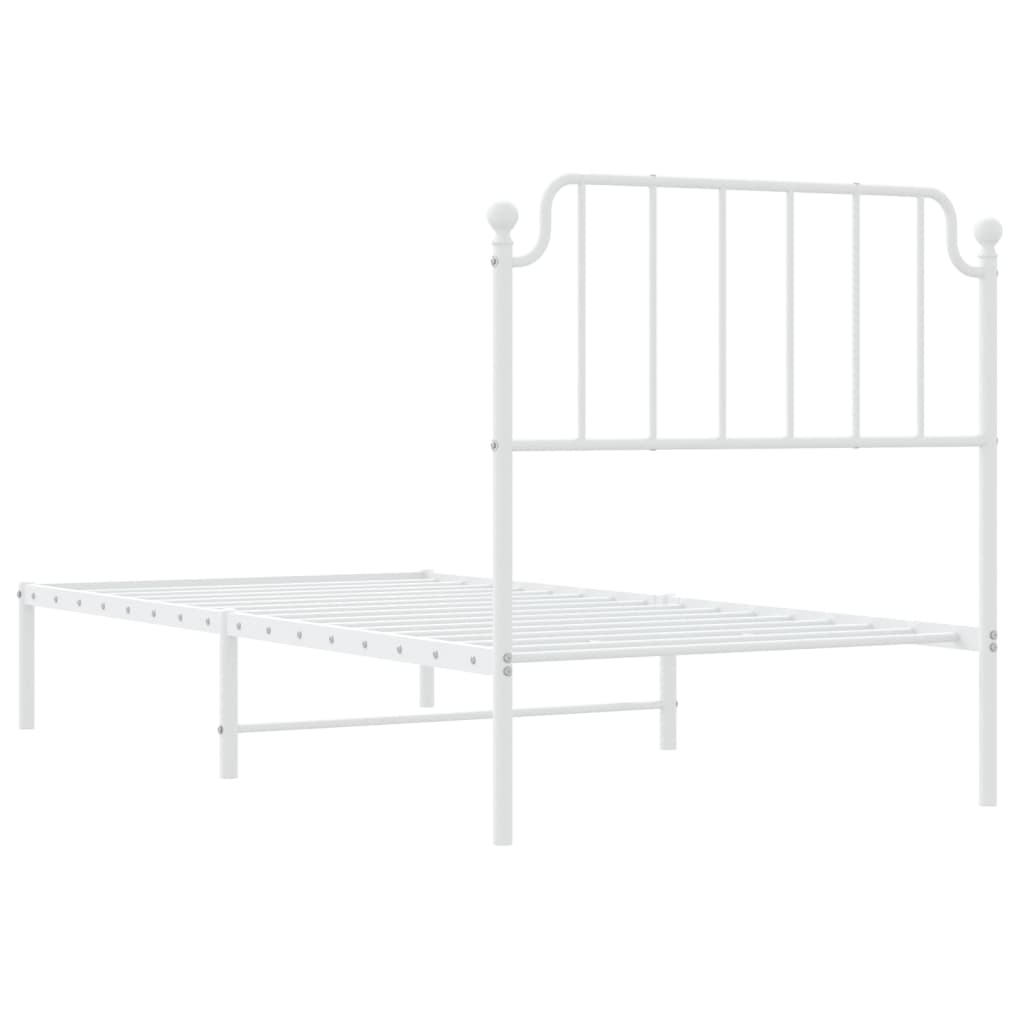 vidaXL Bettgestell mit Kopfteil Metall Weiß 90x190 cm