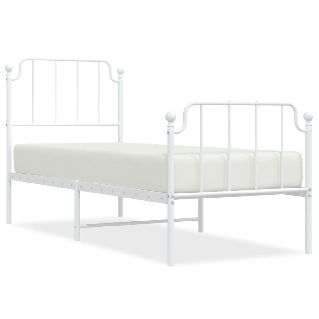 vidaXL Bettgestell mit Kopf- und Fußteil Metall Weiß 75x190 cm