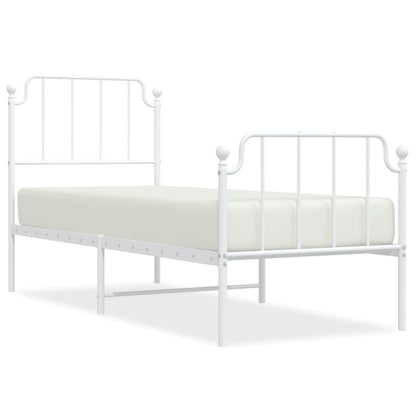vidaXL Bettgestell mit Kopf- und Fußteil Metall Weiß 75x190 cm