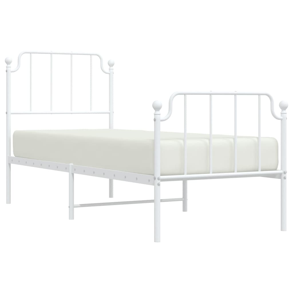 vidaXL Bettgestell mit Kopf- und Fußteil Metall Weiß 75x190 cm