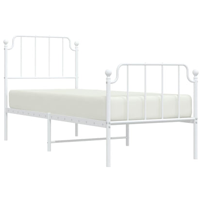 vidaXL Bettgestell mit Kopf- und Fußteil Metall Weiß 75x190 cm