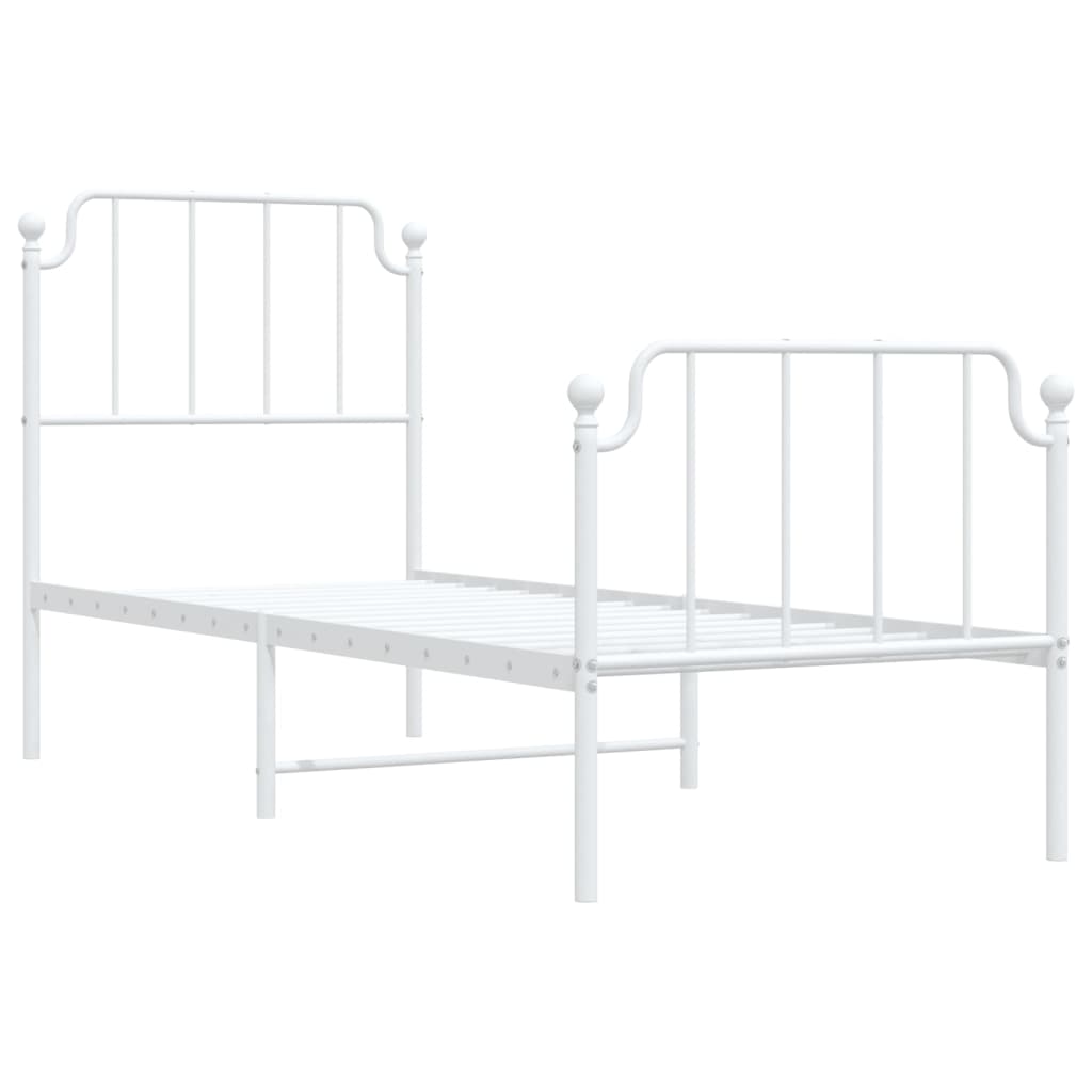 vidaXL Bettgestell mit Kopf- und Fußteil Metall Weiß 75x190 cm