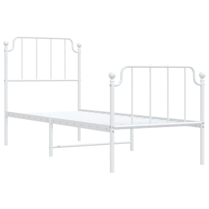 vidaXL Bettgestell mit Kopf- und Fußteil Metall Weiß 75x190 cm