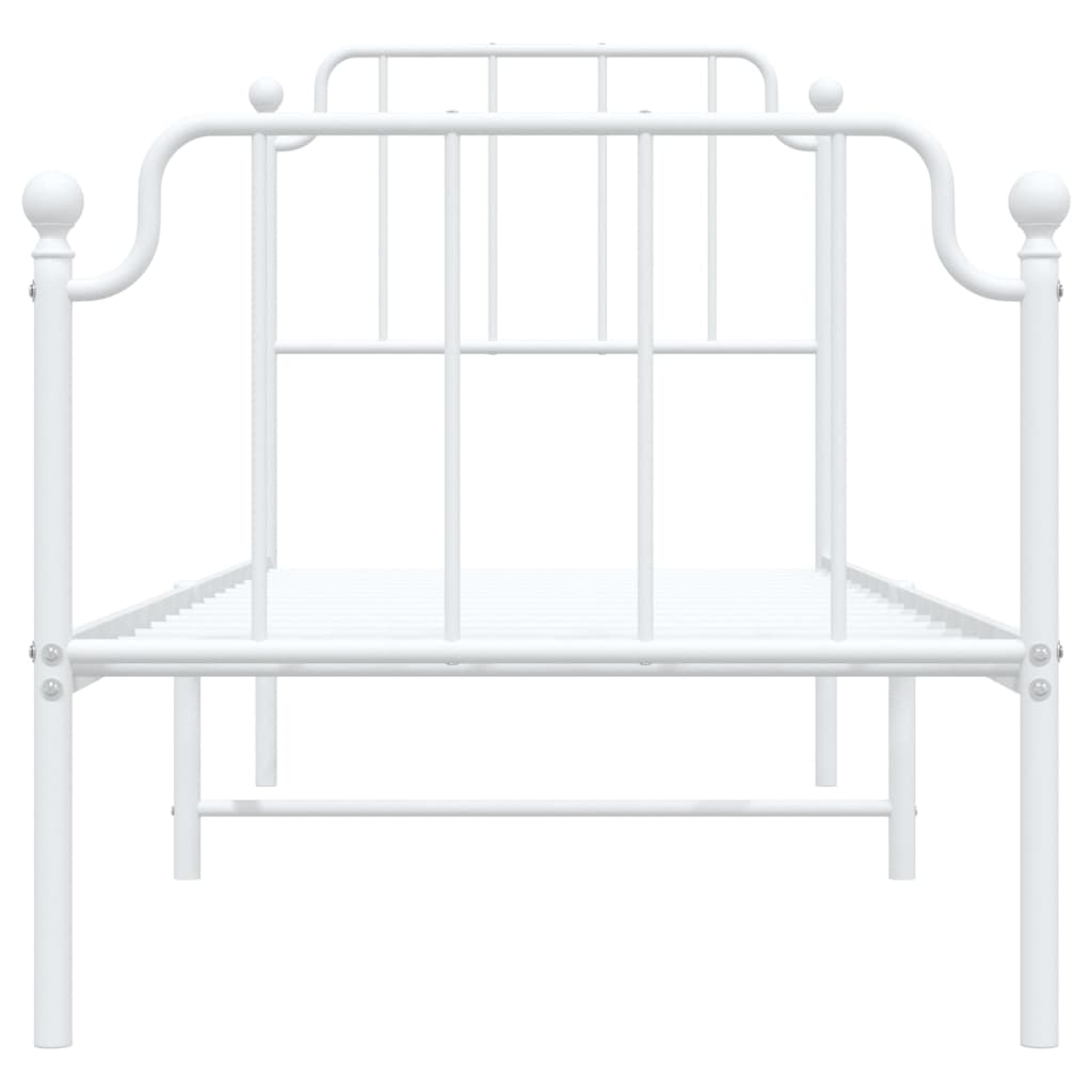 vidaXL Bettgestell mit Kopf- und Fußteil Metall Weiß 75x190 cm