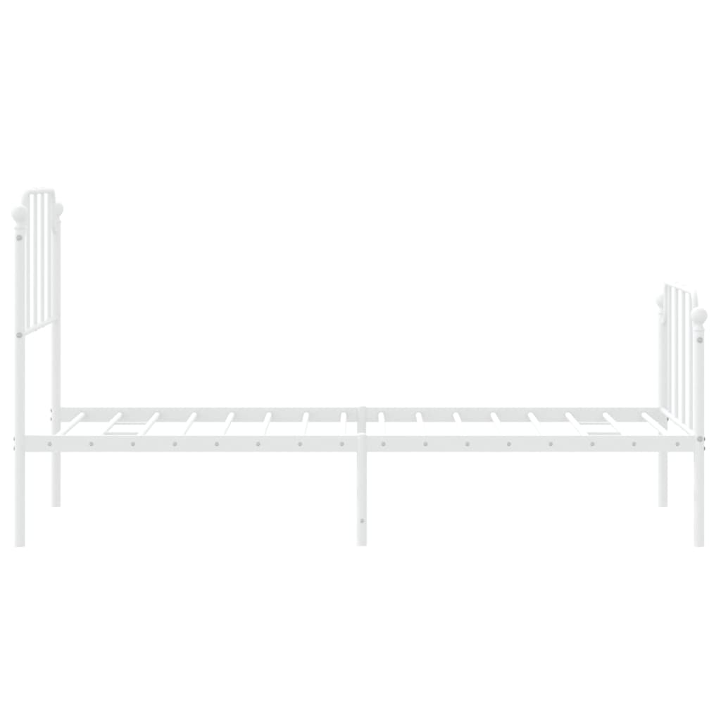 vidaXL Bettgestell mit Kopf- und Fußteil Metall Weiß 75x190 cm