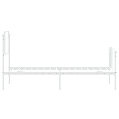 vidaXL Bettgestell mit Kopf- und Fußteil Metall Weiß 75x190 cm