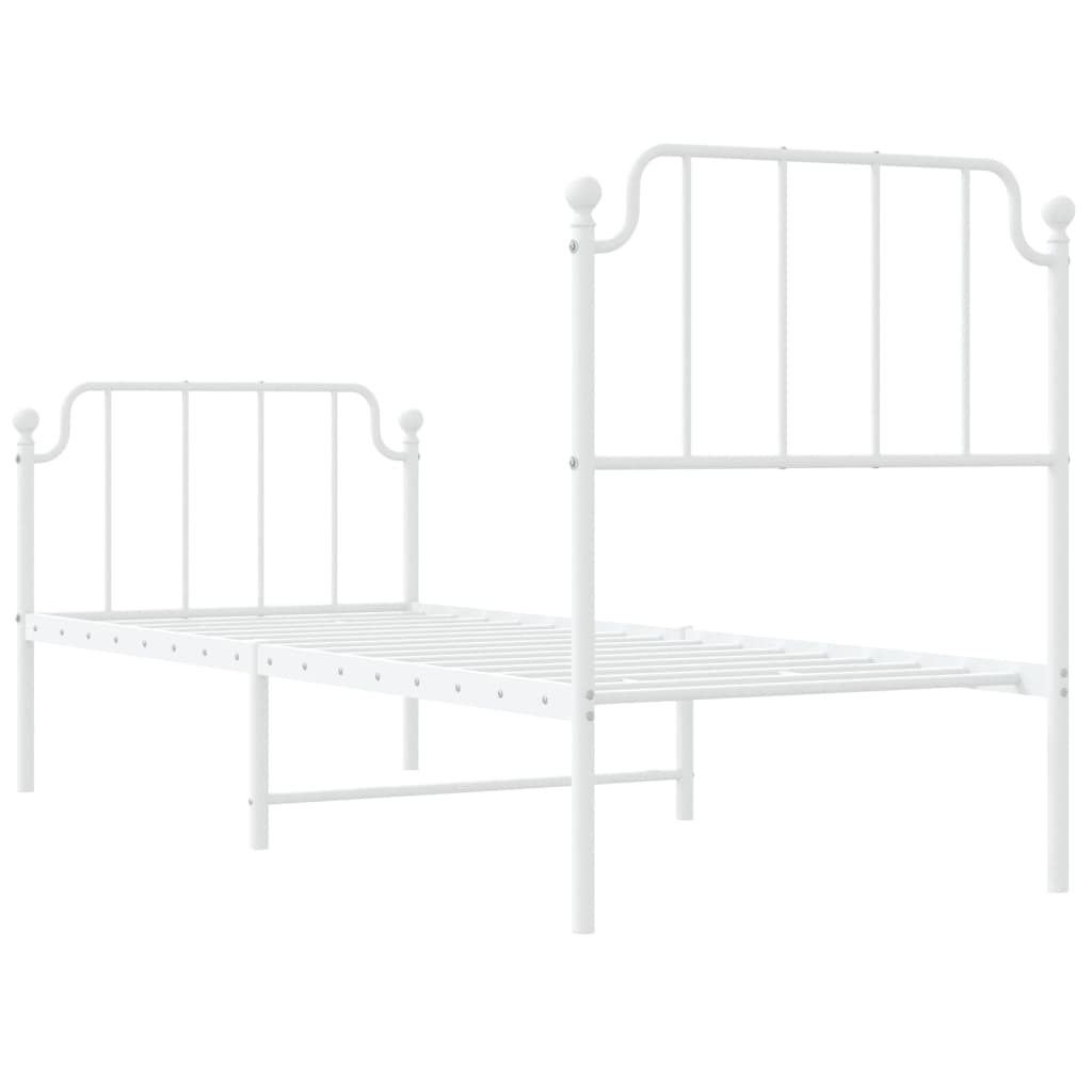 vidaXL Bettgestell mit Kopf- und Fußteil Metall Weiß 75x190 cm