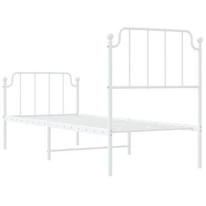 vidaXL Bettgestell mit Kopf- und Fußteil Metall Weiß 75x190 cm
