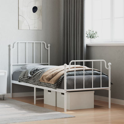 vidaXL Bettgestell mit Kopf- und Fußteil Metall Weiß 75x190 cm
