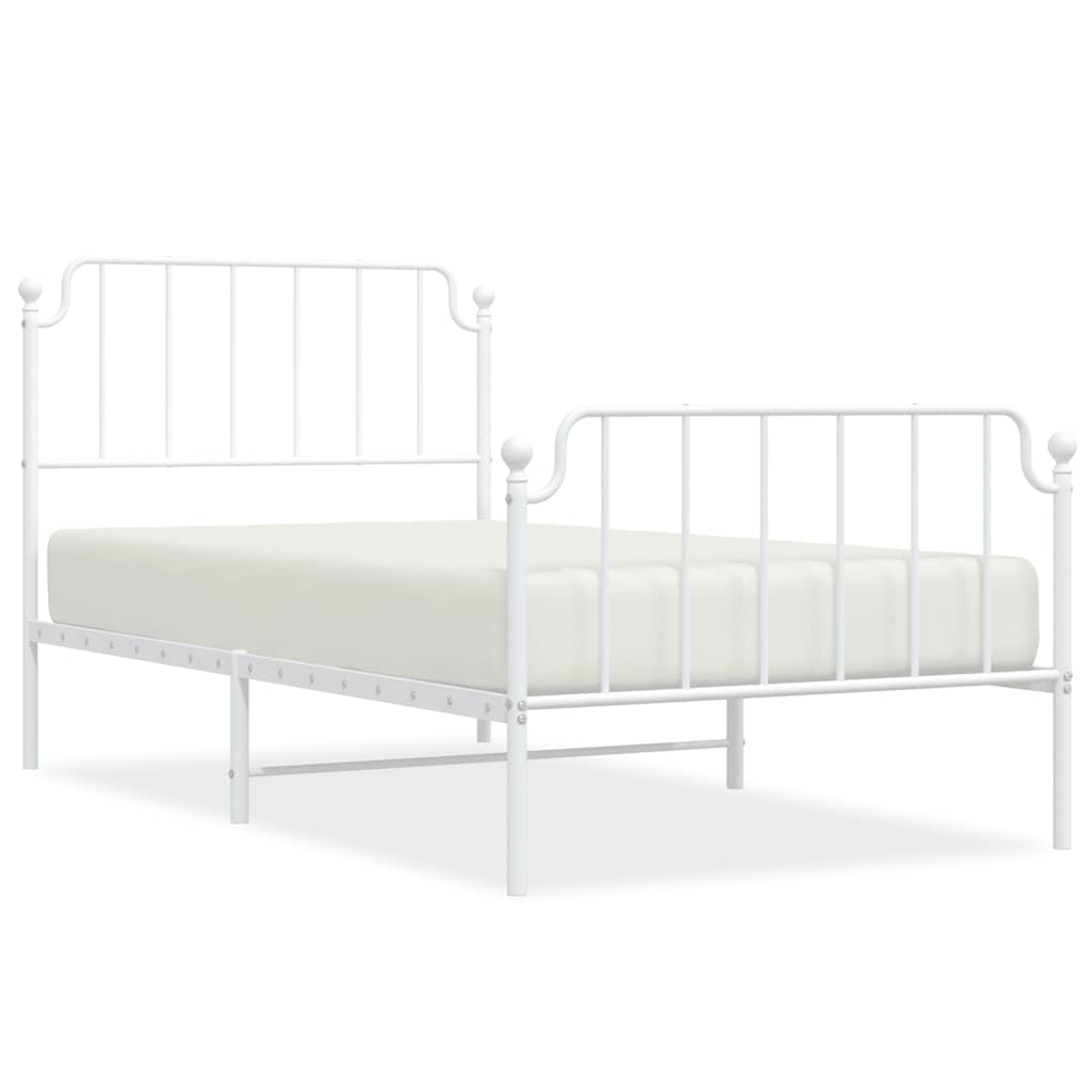 vidaXL Bettgestell mit Kopf- und Fußteil Metall Weiß 100x190 cm