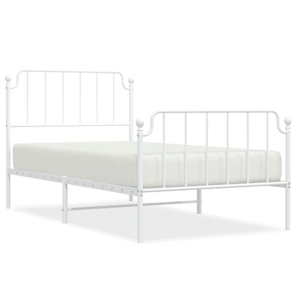 vidaXL Bettgestell mit Kopf- und Fußteil Metall Weiß 100x190 cm