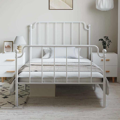 vidaXL Bettgestell mit Kopf- und Fußteil Metall Weiß 100x190 cm
