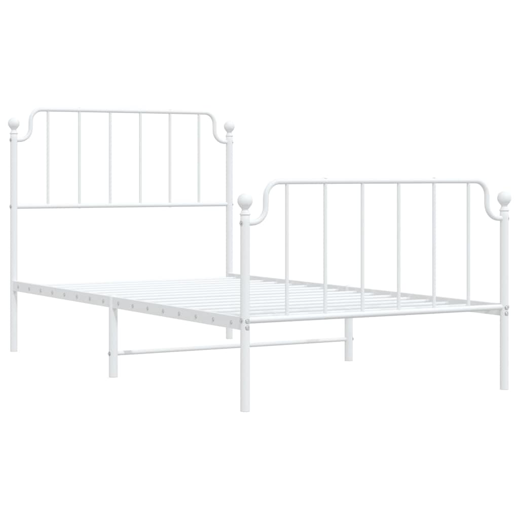 vidaXL Bettgestell mit Kopf- und Fußteil Metall Weiß 100x190 cm