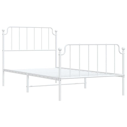 vidaXL Bettgestell mit Kopf- und Fußteil Metall Weiß 100x190 cm