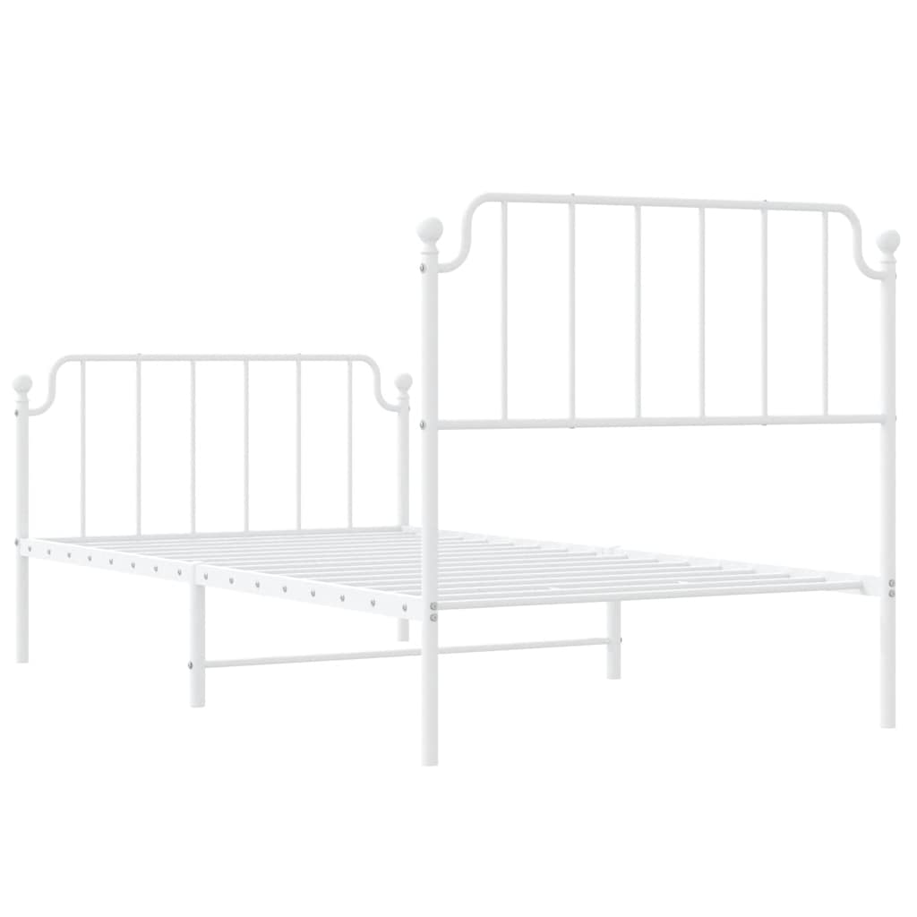 vidaXL Bettgestell mit Kopf- und Fußteil Metall Weiß 100x190 cm