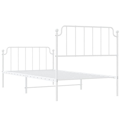 vidaXL Bettgestell mit Kopf- und Fußteil Metall Weiß 100x190 cm