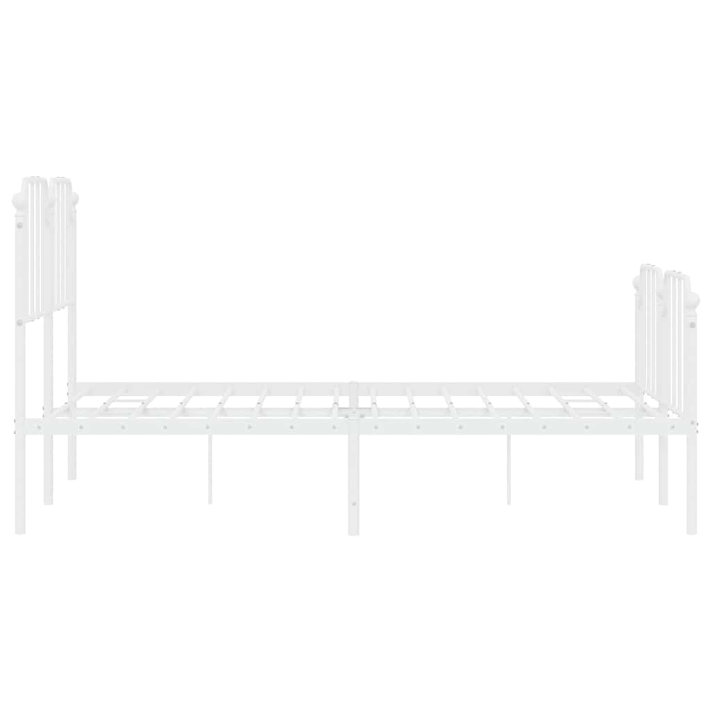 vidaXL Bettgestell mit Kopf- und Fußteil Metall Weiß 150x200 cm