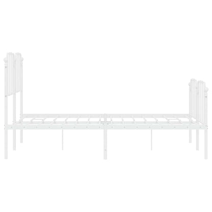 vidaXL Bettgestell mit Kopf- und Fußteil Metall Weiß 150x200 cm