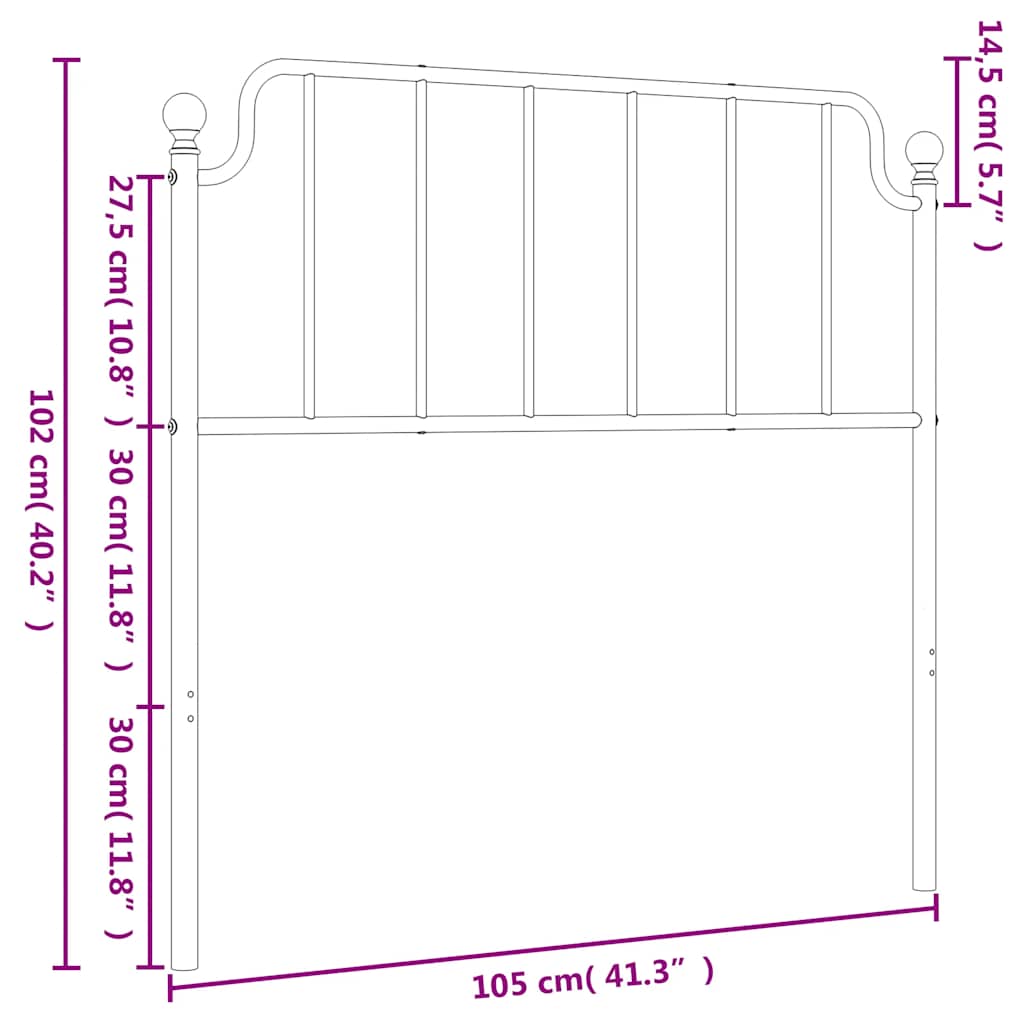 vidaXL Ersatz-Kopfteil Metall Weiß 100 cm