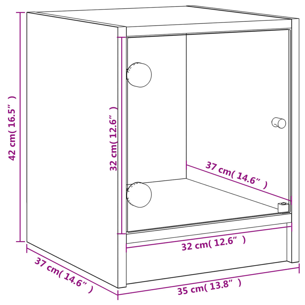 vidaXL Table de chevet avec porte en verre Blanc 35x37x42 cm