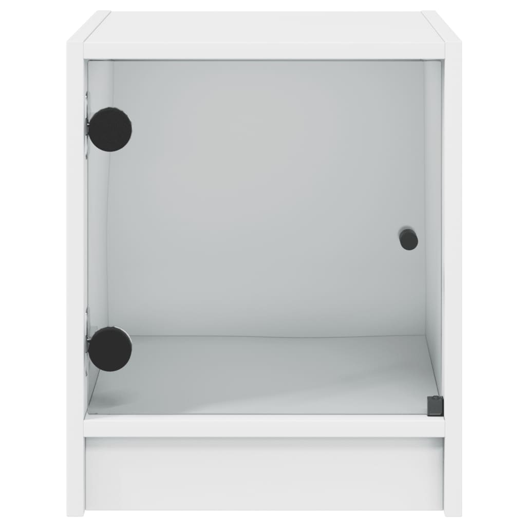vidaXL Table de chevet avec porte en verre Blanc 35x37x42 cm