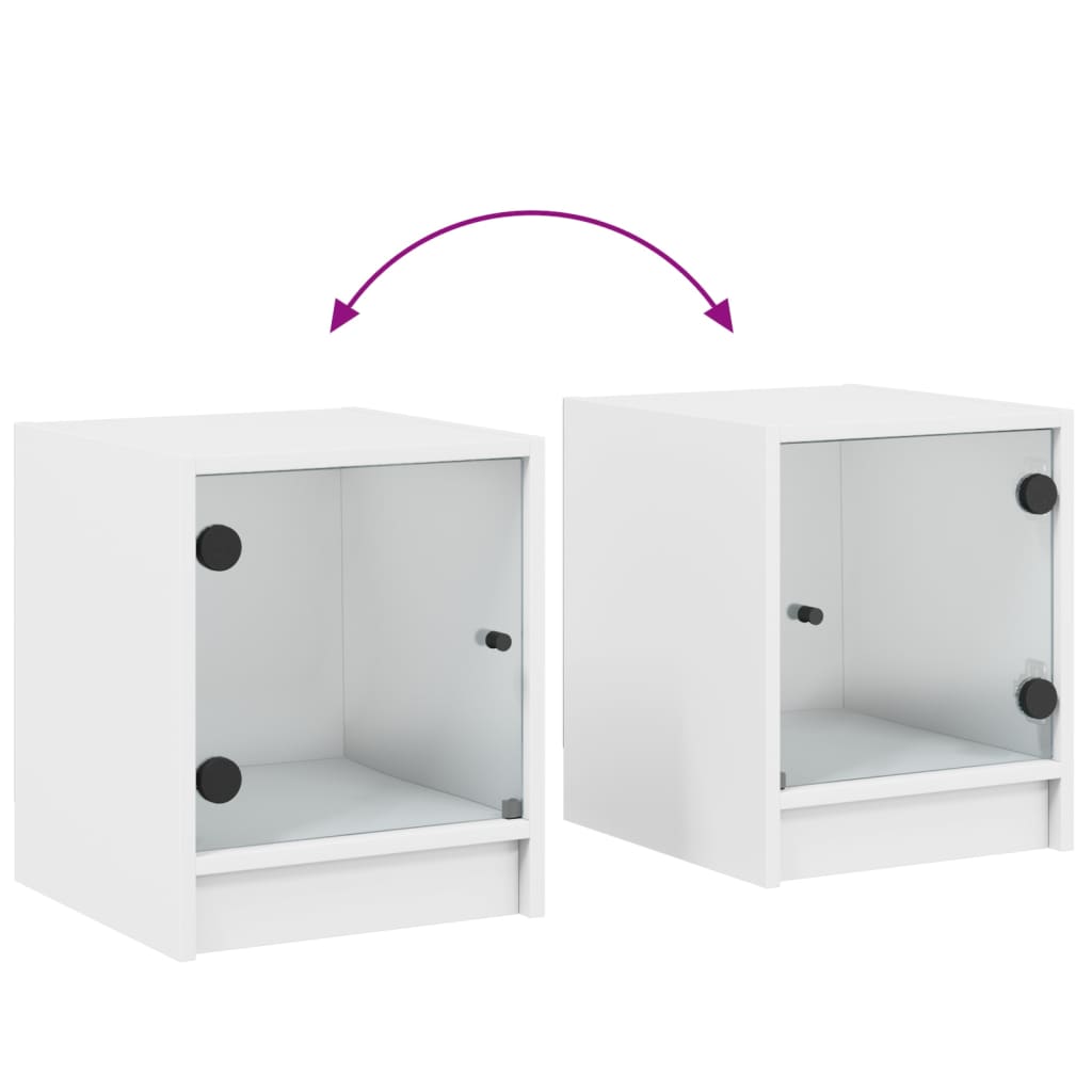 vidaXL Table de chevet avec porte en verre Blanc 35x37x42 cm